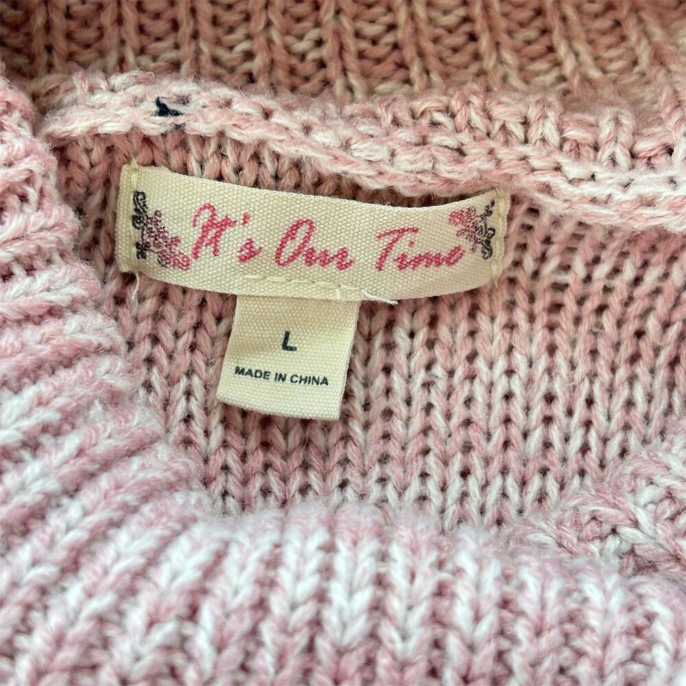 It's Our Time Women's Pink Cowl Neck Pullover Sweater Size L - Picture 4 of 6